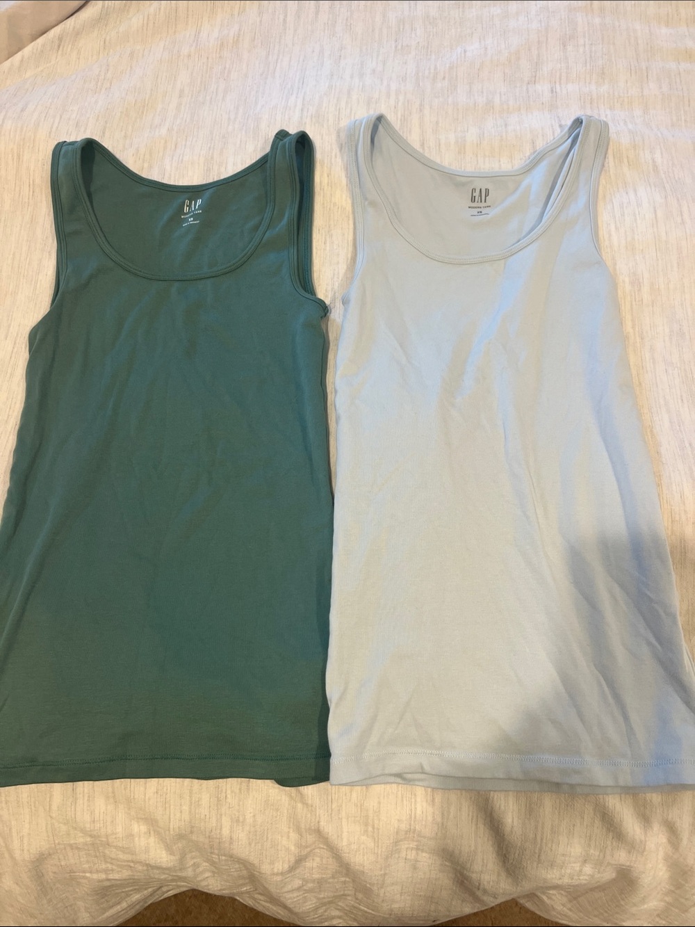 GAP Women’s Tank Tops — Forest Green & Light blue -2-Pack